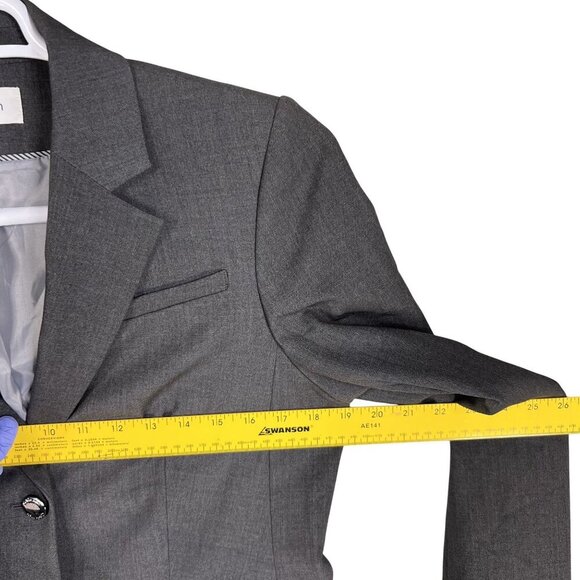 Calvin Klein NEW Womens 10 Gray Fully Lined Blazer Two Silver Button Old Money - Picture 9 of 15